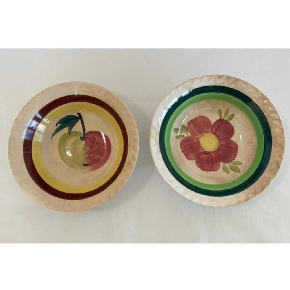 Vintage Hand Painted Ironstone Ware Japan Bowls Apple Flower. Set of 2 Crazed